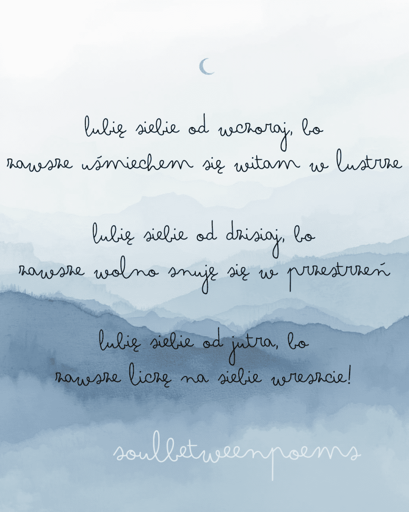 List do siebie - grafika z wierszem autorstwa Pauliny Merz